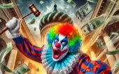 Dall-e - clown zwaait met hamer